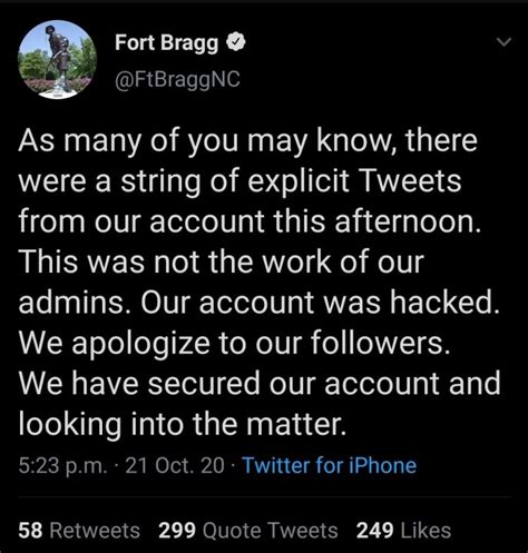 Lewd Fort Bragg tweets came from administrator after。